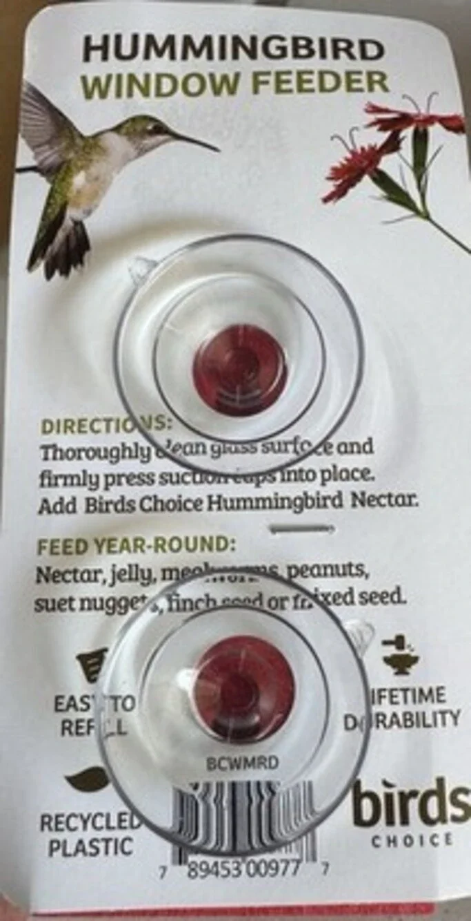 Birds Choice Hummingbird Window Nectar Feeder Recycled Plastic Easy Refill Red